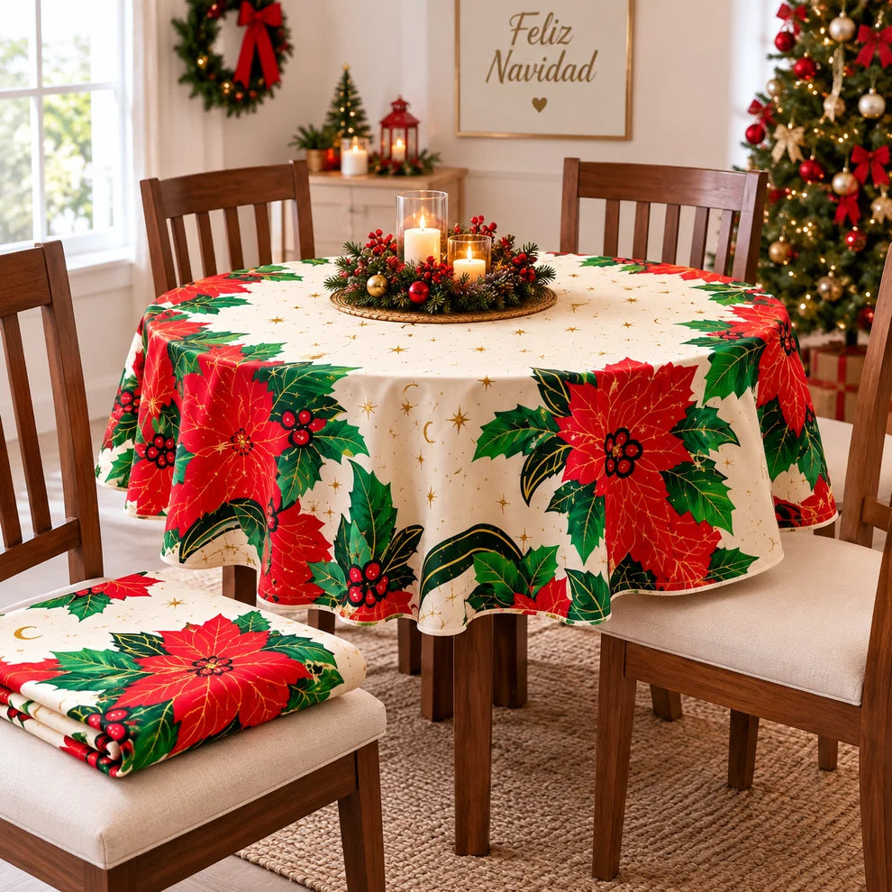 OFERTA NAVIDEÑA- 4 COJINES Y UN MANTEL PREMIUM, LA MAS ALTA CALIDAD, CON ENVIO GRATIS Y LO MEJOR PAGA EN CASA
